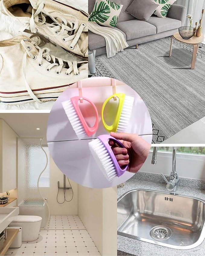 Small Scrub Brush for Cleaning - 4 Pack Scrubbing Brushes with Stiff Nylon Bristles Heavy Duty Cleaning Brush Multi-Purpose Scrub Brushes for Household Cleaning-Small Size