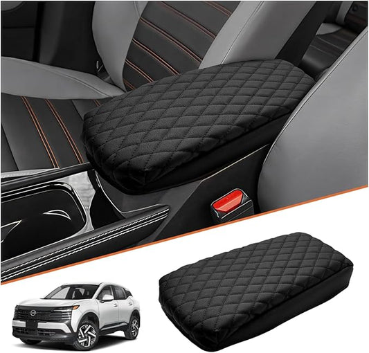 Shademax Center Console Cover for Nissan Kicks S SV SR 2025 2026 Accessories, Kicks Armrest Cover Center Console Cushion Pad Leather Middle Console Arm Rest Seat Box Lids Protector