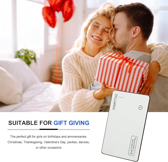 SMART LB Wallet Tracker Card Like Apple Air Tag Work with Apple Findmy(iOS only), Thin Wallet Finder with Wireless Charger(Not Include Charger), air Tags Card Tracker (White, Card)