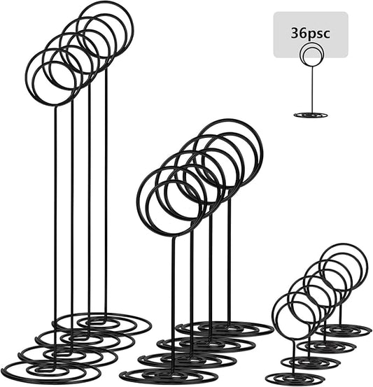 36 Pieces Table Number Holders 3 Size Place Card Holder Name Numbers Menu Memo Note Card Picture Photo Holder Clip Stand Table Sign Holders for Wedding Anniversary Party Display(Black)