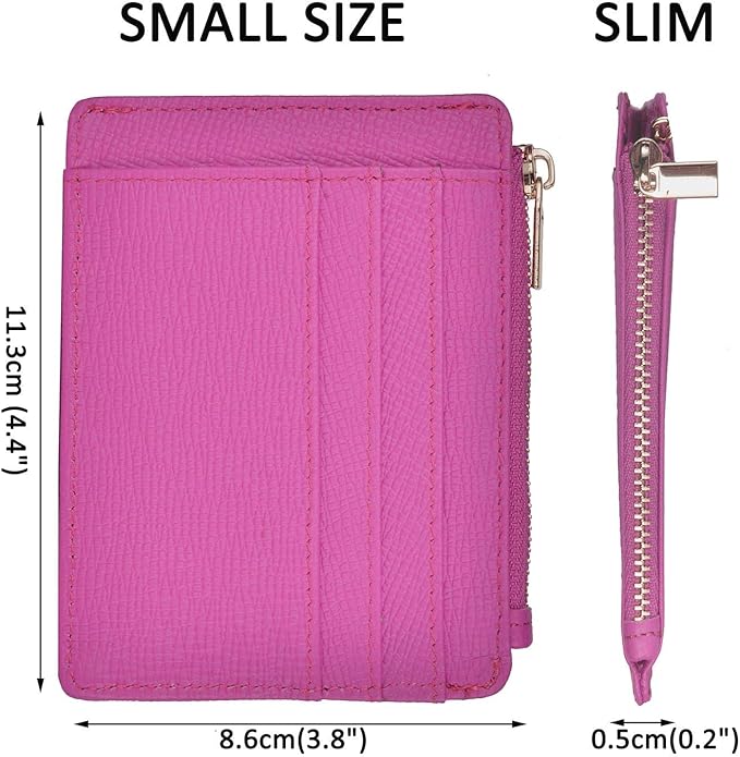 woogwin Slim RFID Credit Card Holder for Women Mini Front Pocket Wallet Purse With Keychain