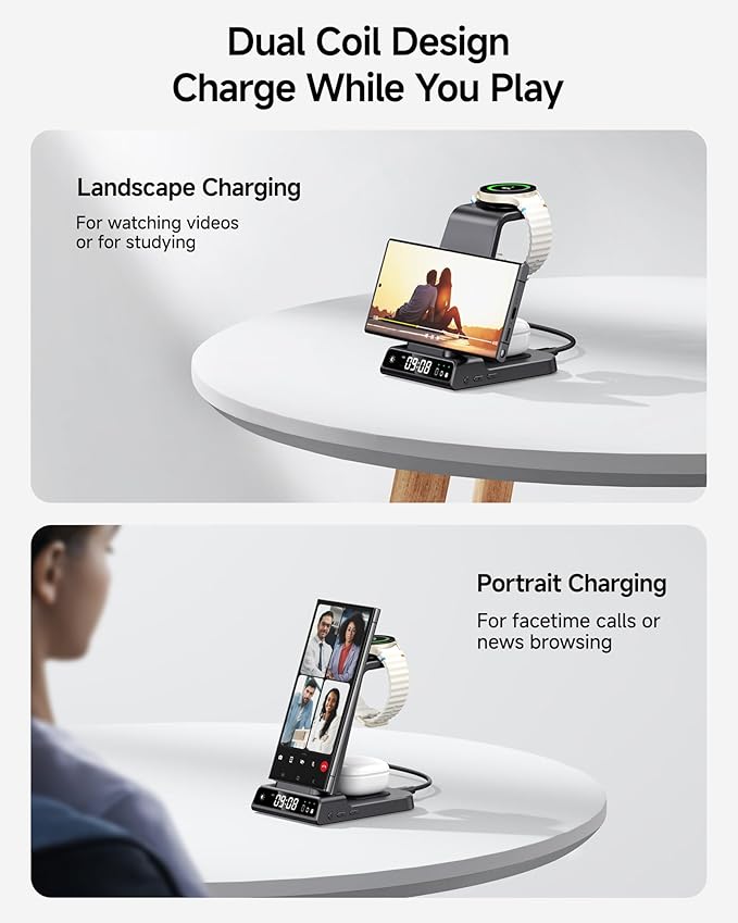 Wireless Charger for Samsung, 3 in 1 Wireless Charging Station for Samsung Galaxy S25 Ultra/S24 Ultra/S23/S22/Note 20/Z Flip 7/Fold 6, Charger for Samsung Galaxy Watch Ultra/8/7/6, Galaxy Buds 3/3 Pro