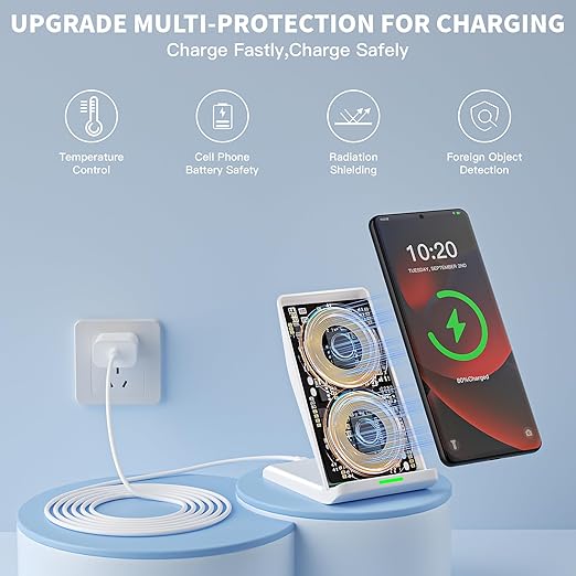 Wireless Charging Phone Stand,15W Fast Wireless Charger Station with 20W Adapter USBC Charger for Apple iPhone 17 Pro Max/17 Pro/Air/16/15/14/13,Samsung Galaxy S25 Ultra/S24/S23/S22/Z Flip Fold/Note20