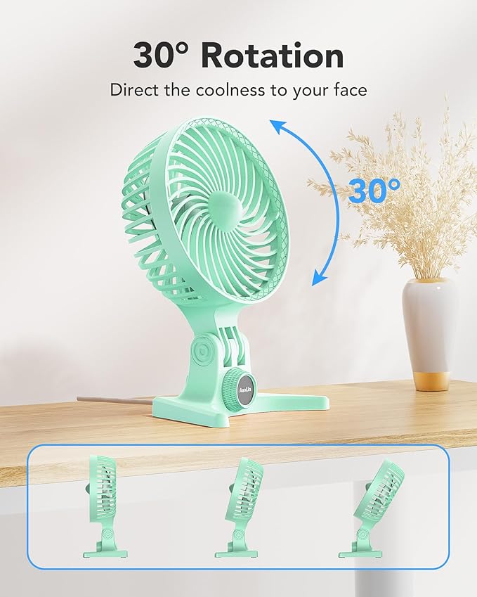 USB Desk Fan, Small Fans with CVT Variable Speeds, Strong Cooling Airflow, Quiet Portable, Desktop Mini Personal Table Fan for Room, Home, Office, Bedroom, Green
