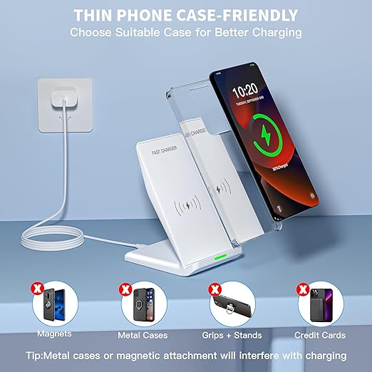Wireless Charging Phone Stand,15W Fast Wireless Charger Station with 20W Adapter USBC Charger for Apple iPhone 17 Pro Max/17 Pro/Air/16/15/14/13,Samsung Galaxy S25 Ultra/S24/S23/S22/Z Flip Fold/Note20