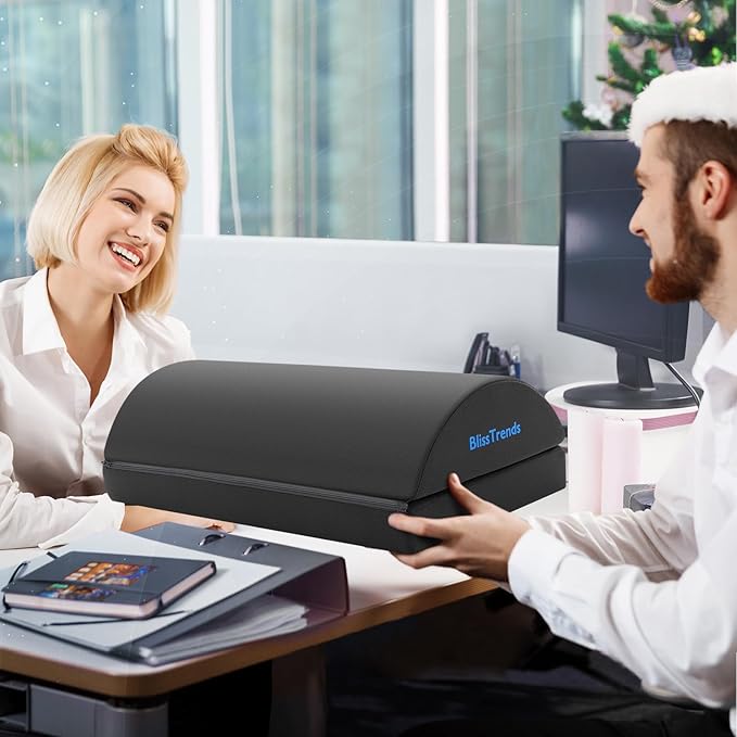 BlissTrends Foot Rest for Under Desk at Work-Versatile Foot Stool with Washable Cover-Comfortable Footrest with 2 Adjustable Heights for Car,Home and Office to Relieve Back,Lumbar,Knee Pain-Gray Long