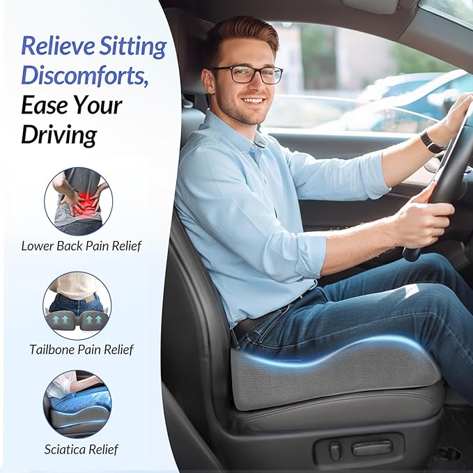 ZIKEE Gel Seat Cushion for Office Chair and Car Seat with Ergonomic Zoning, Memory Foam Chair Cushion for Sciatica, Lower Back, Tailbone Pain Relief and Intimate Ventilation, Non-Slip & Airy Cover