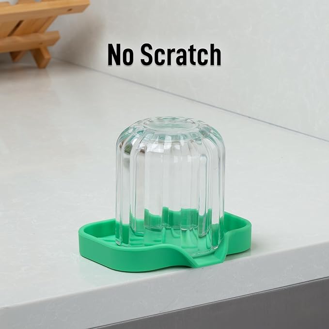 Zulay Kitchen Small Silicone Sponge Holder (4.9x3.3”) – Space-Saving Sink Organizer Tray for Sponge, Soap, Brush & More – Compact Non-Slip Dish for Kitchen & Bathroom (Carnival Glass)