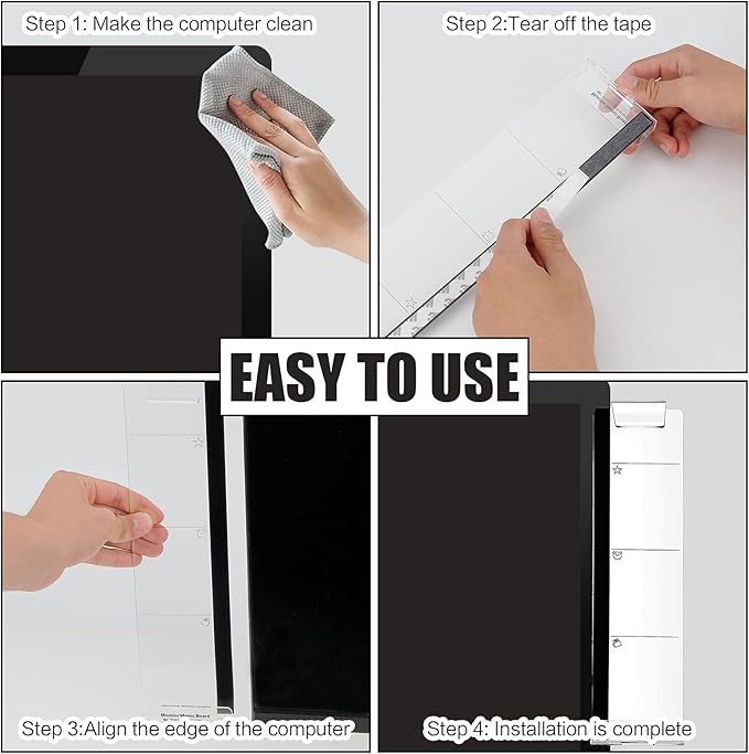 Office Desk Accessories 2pcs Multifunction Computer Monitor Memo Board - Transparent Computer Side Panel Memo Creative Monitor Side Panel with Phone Holder Suitable for Office Home Desktop