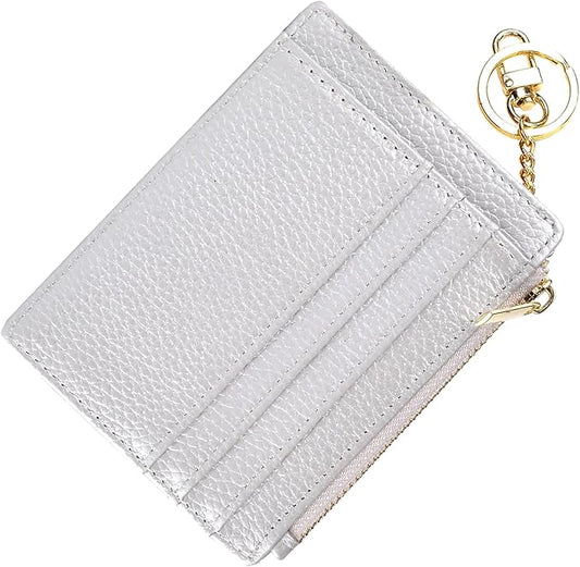 woogwin Slim RFID Credit Card Holder for Women Mini Front Pocket Wallet Purse With Keychain