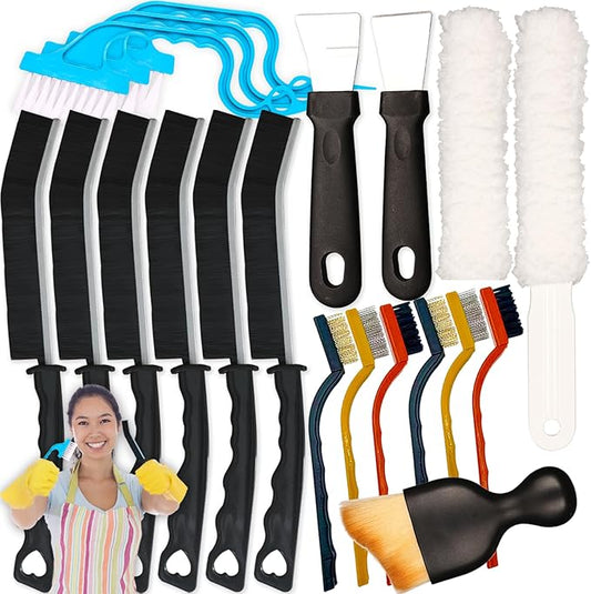 19 Pcs Small Crevice Cleaning Brush Set, Groove Gap Cleaning Tool for Cleaning Kitchen, Bathroom, Corner, Sink, Door, Blinds, Faucets, Window Track,Cup
