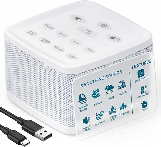 Big Red Rooster White Noise Machine for Sleeping – Baby & Kids Sound Machine with Rain, Nature & Ocean Sounds – Portable Sleep Noise Maker with Timer, Bluetooth & USB/3 AAA Power – Travel & Home Use