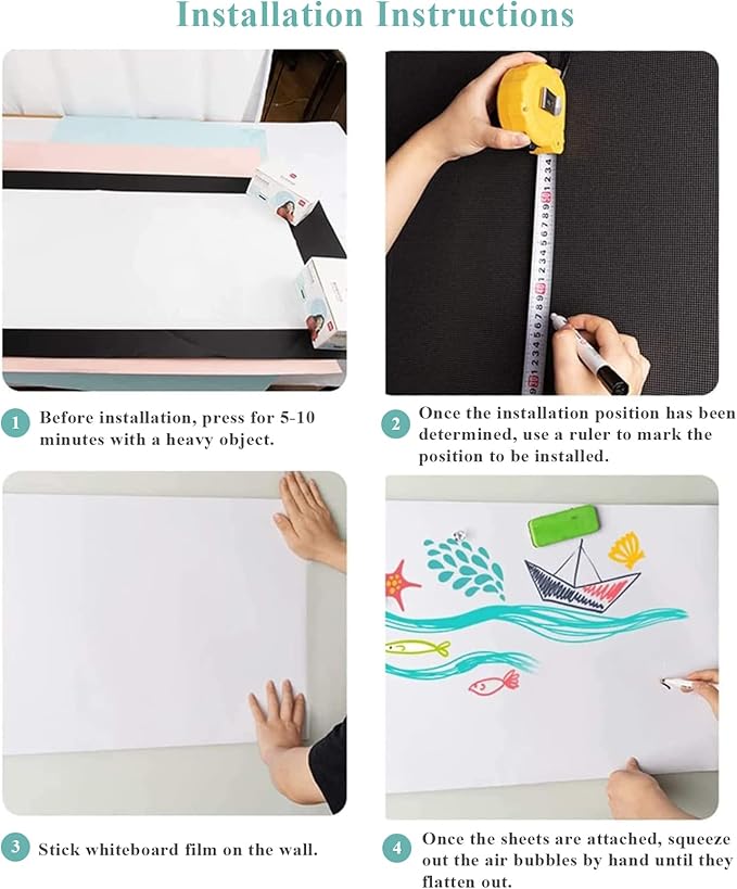 Small Self-Adhesive Whiteboard Sticker: 12" x 18" Magnet Receptive Dry Erase Wall Decal | No Ghosting Memo Board for Kitchen Cabinet, Locker & Desk | Peel & Stick to Do List