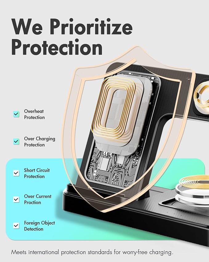Wireless Charger iPhone Charging Station: 3 in 1 Charger Stand Multiple Devices for Apple - iPhone 17 16e 16 15 14 Pro Max 13 12 11 - Watch 11 10 9 8 7 6 5 4 3 2 SE and Ultra Series - Airpods 4 3 Pro