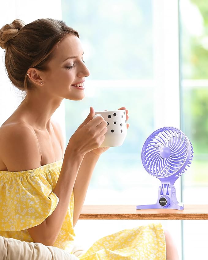USB Desk Fan, Small Fans with CVT Variable Speeds, Strong Cooling Airflow, Quiet Portable, Desktop Mini Personal Table Fan for Room, Home, Office, Bedroom, Purple