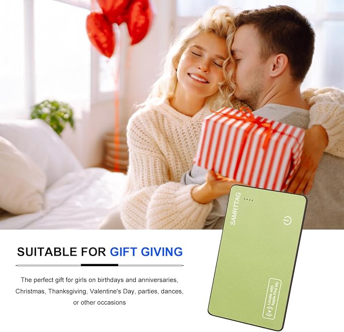 SMART LB Wallet Tracker Card Like Apple Air Tag Work with Apple Findmy(iOS only), Thin Wallet Finder with Wireless Charger(Not Include Charger), air Tags Card Tracker (Green, Card)