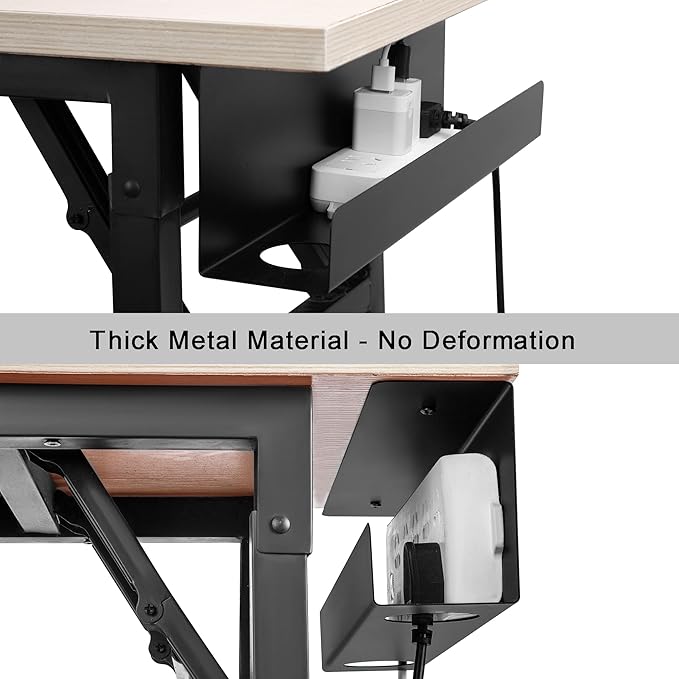 ZhiYo 16.5 Inch Sturdy Under Desk Cable Management Tray, Metal Cable Tray Under Desk, Black Table Management Basket, Wire Hider 1 Pack