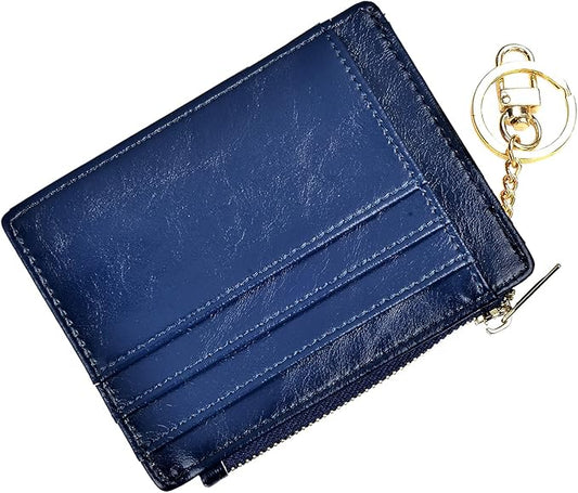 woogwin Slim RFID Credit Card Holder for Women Mini Front Pocket Wallet Purse With Keychain
