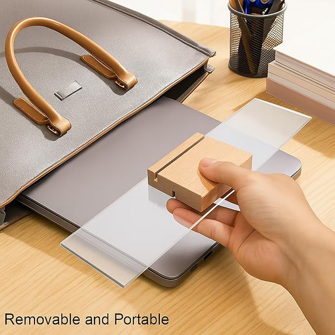 Monitor Memo Board with Removable Wooden Base Acrylic Portable Sticky Note Holder for Computer Monitors Office Desk Accessories, No Screen Damage, Fits Any Laptop and Desktop(1 Pcs)