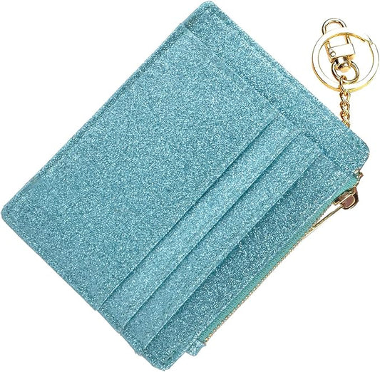 woogwin Slim RFID Credit Card Holder for Women Mini Front Pocket Wallet Purse With Keychain