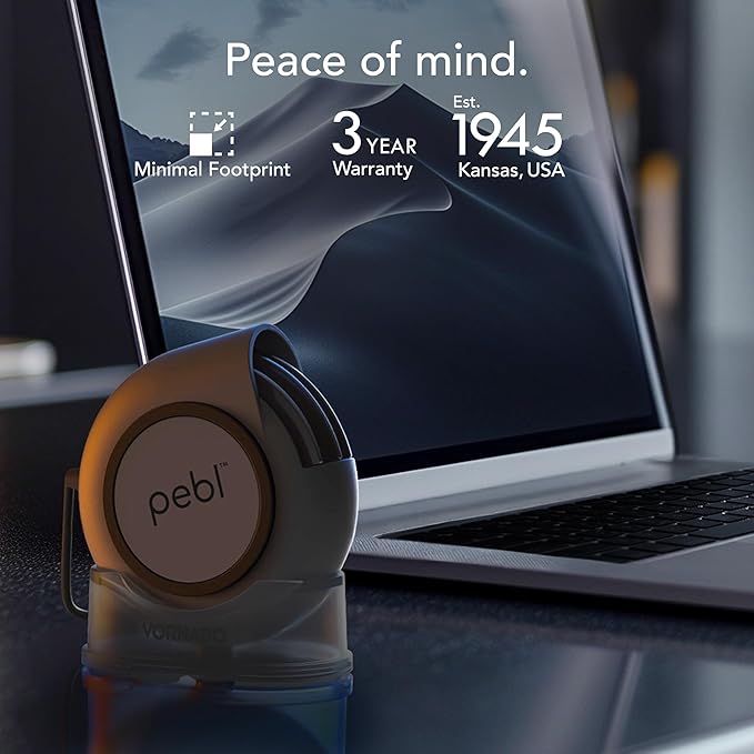 Vornado PEBL Portable Desk Fan, USB Fan, Magnetic Base, Adjustable Airflow, Personal Spot-Cooling, 2 Speed Settings, Included Wall Adapter, Perfect as Home, Office, or Travel Fan