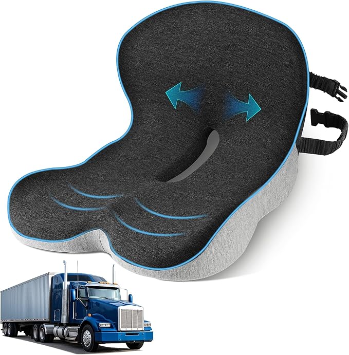 Truck Driver Seat Cushion, Memory Foam L-Shaped Ergonomic Cushion for Office Chairs, Comfort & Support for Long Sitting