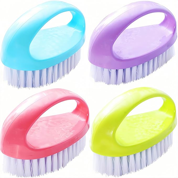 Small Scrub Brush for Cleaning - 4 Pack Scrubbing Brushes with Stiff Nylon Bristles Heavy Duty Cleaning Brush Multi-Purpose Scrub Brushes for Household Cleaning-Small Size