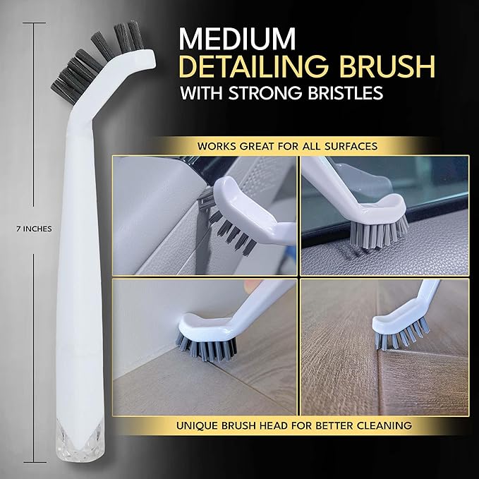 Small Cleaning Brush Set 3pcs—Crevice Brushes for Cleaning—Scrub Brushes Set with Silicone Tipped Scrub Brush—Stiff Handle Miniature Cleaning Brush for Kitchen Uensils, Tight Spaces, Tub, Shower