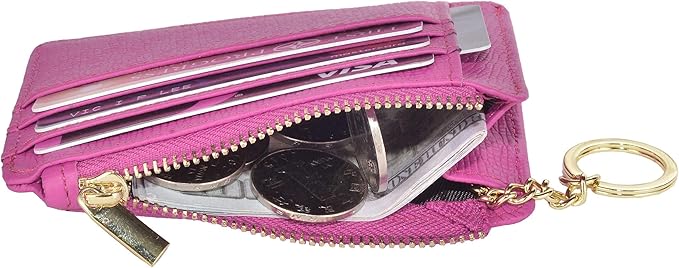 woogwin Slim RFID Credit Card Holder for Women Mini Front Pocket Wallet Purse With Keychain