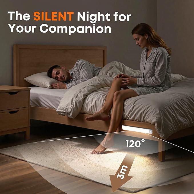 Under Cabinet Lights Wireless, 2 Pack 8.3 inch 1500mAh 3000K 4000K 6500K 3 Color Temps Dimmable Motion Sensor Light Indoor, Rechargeable LED Under Counter Lights for Kitchen, Stairs, Closet