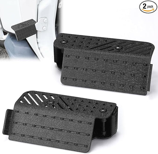 Timtin 2 Pack 120° Ergonomic Foot Pegs Compatible with Jeep/Wrangler JK/JKU/JL/JLU (2007-2026) JT (2020-2026) American Flag Foot Rest Non Slip Metal Exterior Door Off Hinged Pedal Without Drilling