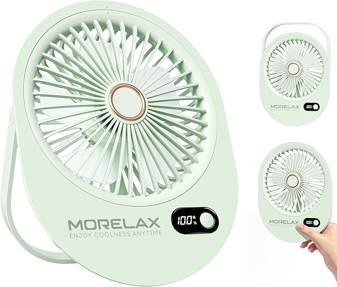USB Desk Fan,3 IN 1 Rechargeable Portable Fan,180 Adjustable,6 Speed Strong Wind,Mini Personal Desktop Fan for Travel/Cruise/Bedroom/Office/Indoor/Outdoor,Desk Accessories for Women/Men/girls (Green)