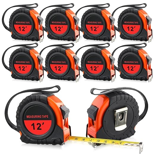 Yunsailing 10 Pieces Tape Measure 12 Feet Measuring Tape Easy Read Measurement Retractable Measurer with Fractions 1/8 Measurement