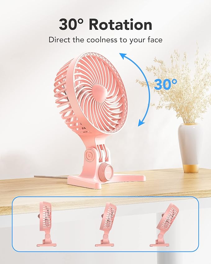 USB Desk Fan, Small Fans with CVT Variable Speeds, Strong Cooling Airflow, Quiet Portable, Desktop Mini Personal Table Fan for Room, Home,Office, Bedroom, Pink
