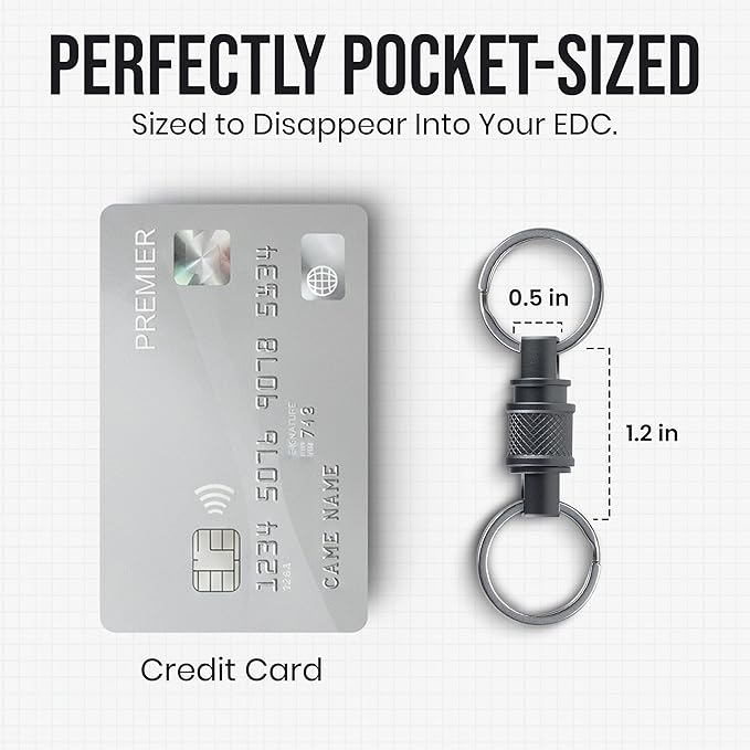 Stainless Steel Quick Release Keychain (2 Pack) - Swivel Key Organizer Key Chain - Heavy Duty Detachable Key Ring Quick Release System