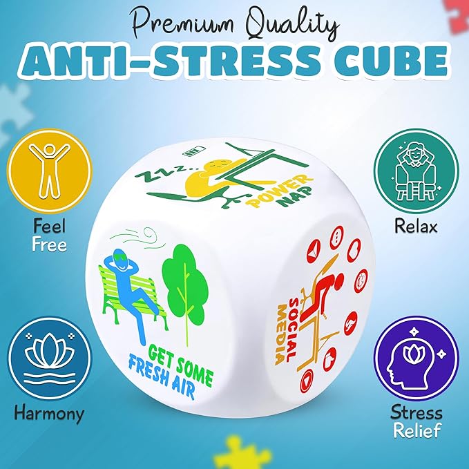 Stress Cube – Squishy Fidget Toy for Adults, Quiet Stress Relief Desk Toy for Office, Anxiety Fidget, Funny Coworker Gift, White Elephant Gift for Men & Women
