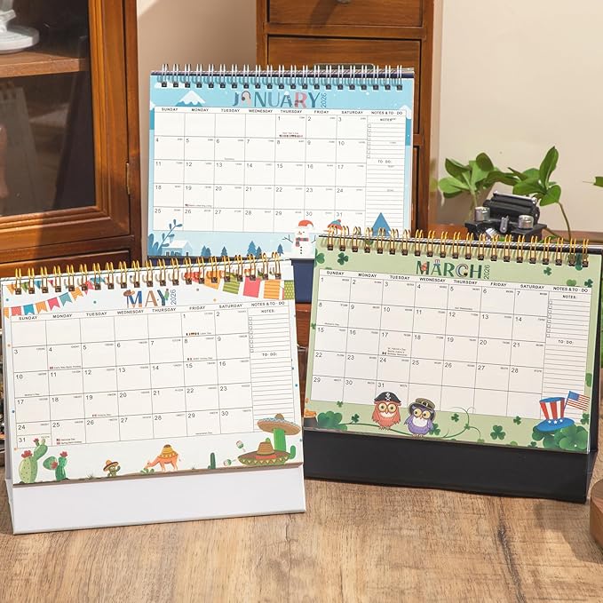 Small Desk Calendar 2026-2027, Monthly Desktop Calendar from Now to Jun 2027- Monthly Theme Design, Standing Flip Desk Calendar for Home Office School (white)