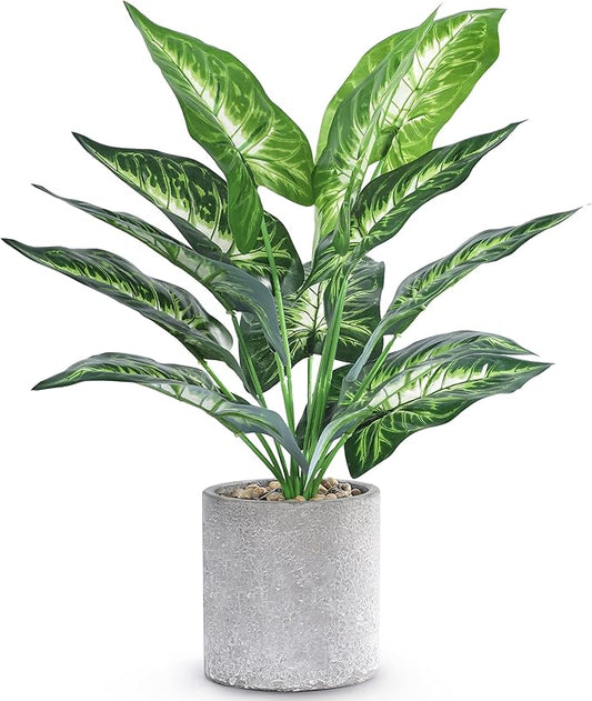 16" Small Fake Plants Artificial Tropical Faux Plants Indoor Desk Plant for Home Office Kitchen Shelf Sage Green Decor