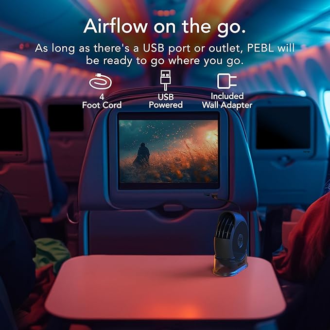 Vornado PEBL Portable Desk Fan, USB Fan, Magnetic Base, Adjustable Airflow, Personal Spot-Cooling, 2 Speed Settings, Included Wall Adapter, Perfect as Home, Office, or Travel Fan