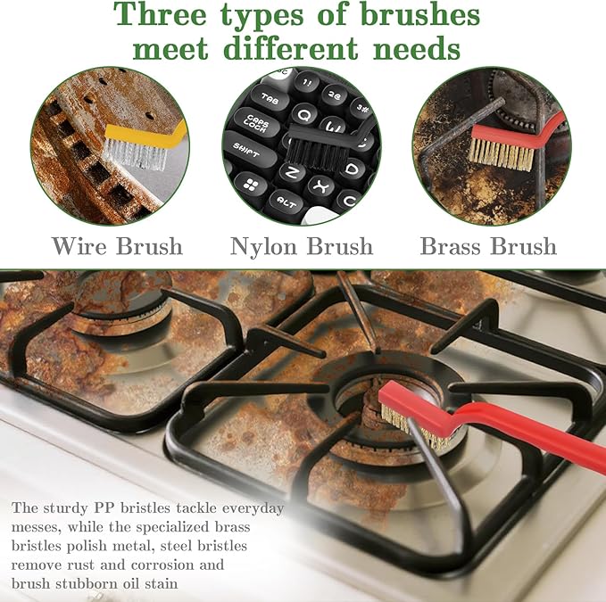 15pcs Crevice Cleaning Brush, Hard Bristle Scrub Brushes Tools, Multifunctional Grout Brush for Home, Bathroom, Ktichen, Window and Corners