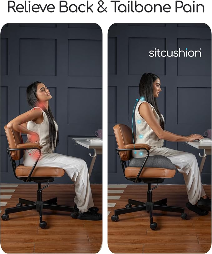 X Large Seat Cushions for Office Chairs, Car & Truck. Gaming Chair Seat Cushion and Sciatica Pain Relief Pillow for Back Pain. Orthopedic Coccyx Cushion for Tailbone Pain Relief (Original Black)