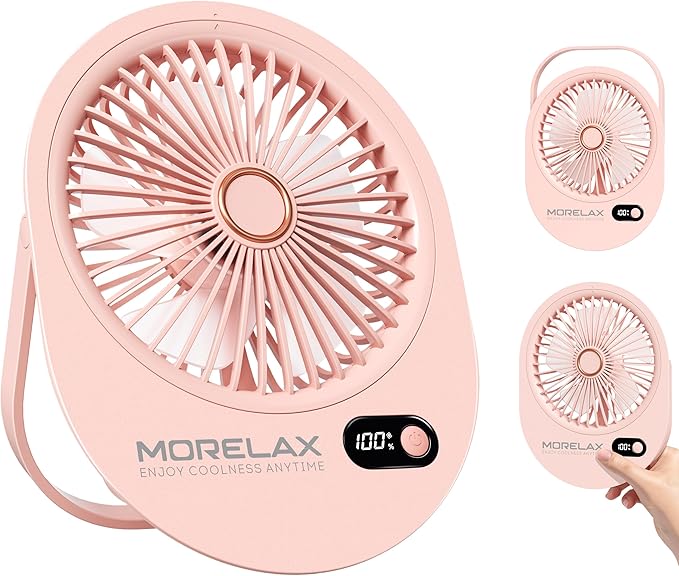USB Desk Fan,3 IN 1 Rechargeable Portable Fan,180 Adjustable,6 Speed Strong Wind,Mini Personal Desktop Fan for Travel/Cruise/Bedroom/Office/Indoor/Outdoor,Desk Accessories for Women/Men/girls (Pink)