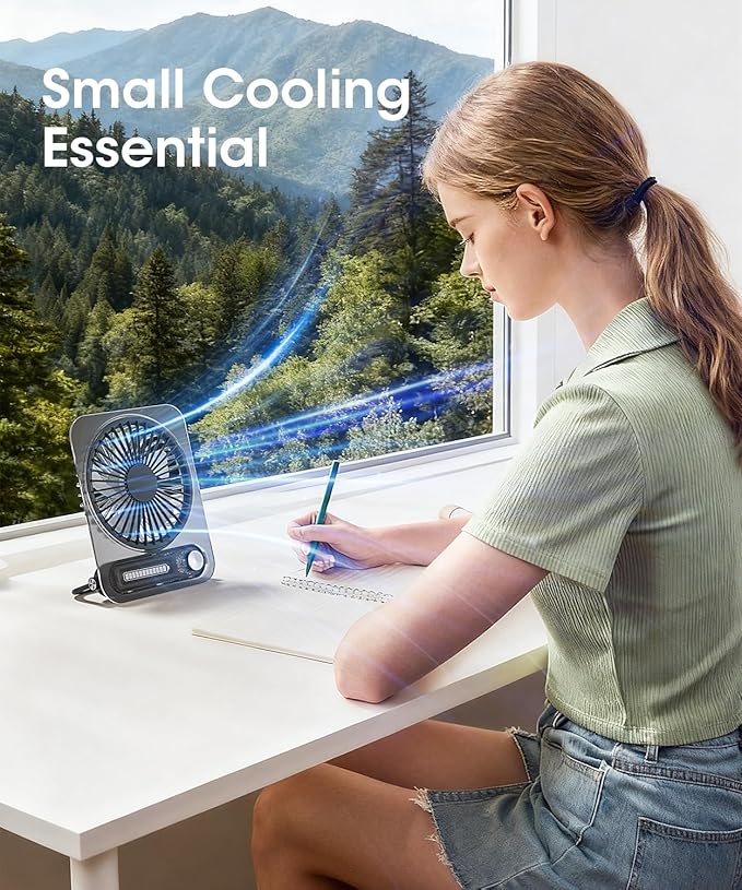 Small Desk Fan Battery Powred, Quiet USB Fans Transparency Style, Personal Travel Essential, Portable Mini Rechargeable Fan for Desktop,Home,Office,Dorm, Clear+Gray