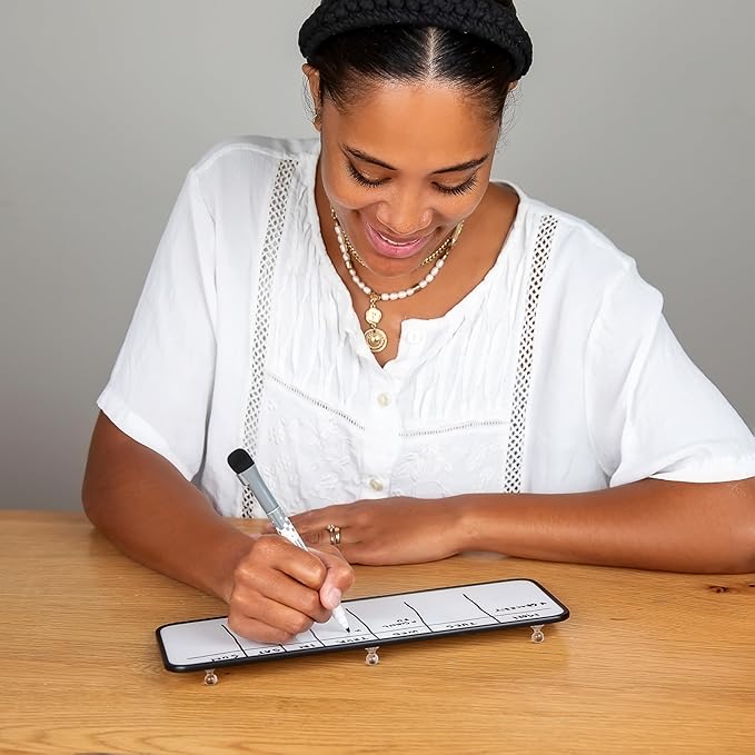 Removable Multi-Use Laptop and Monitor Memo Board; 11.8" x 4.3" Magnetic Whiteboard, Black Brackets, Marker, Mirror, and 4 Magnets Included; Document Holder; Small Dry Erase Board; Sticky Note Holder