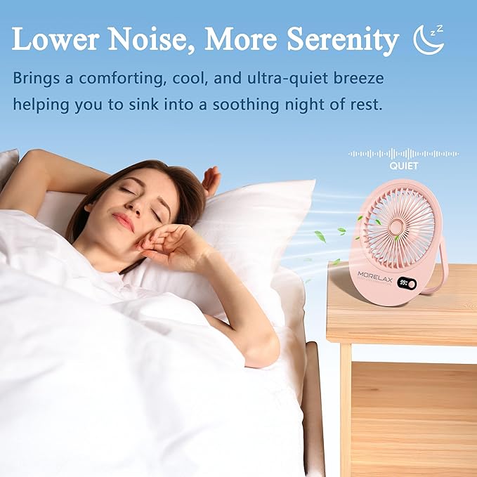 USB Desk Fan,3 IN 1 Rechargeable Portable Fan,180 Adjustable,6 Speed Strong Wind,Mini Personal Desktop Fan for Travel/Cruise/Bedroom/Office/Indoor/Outdoor,Desk Accessories for Women/Men/girls (Pink)