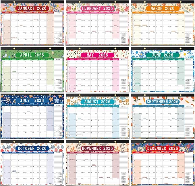 Timart Desk Calendar 2026-2027, 18-Month Calendar from Jan 2026 to June 2027, Large 17" x 12" Desktop Wall Monthly Calendar For Home School, Office(Floral)