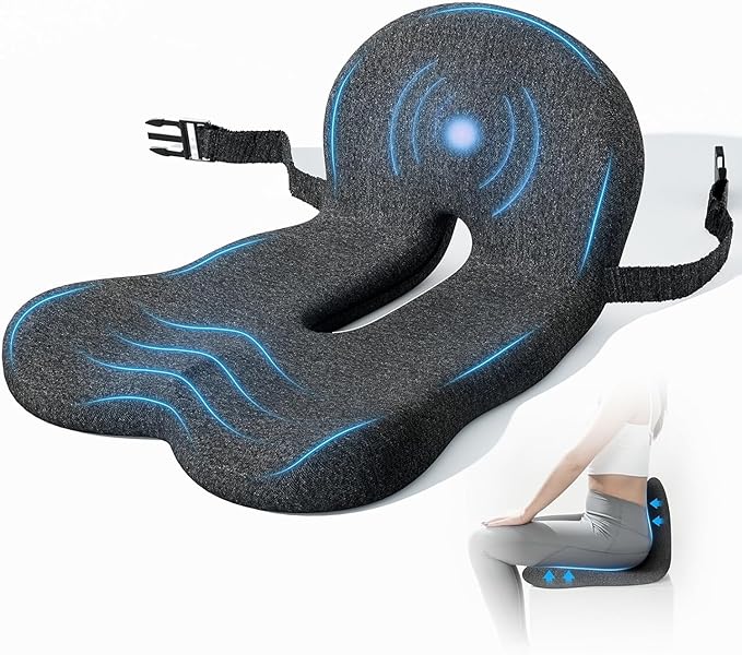 Truck Driver Seat Cushion, Memory Foam L-Shaped Ergonomic Cushion for Office Chairs, Comfort & Support for Long Sitting