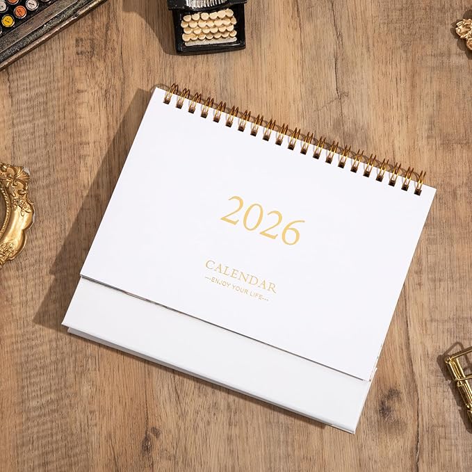 Small Desk Calendar 2026-2027, Monthly Desktop Calendar from Now to Jun 2027- Monthly Theme Design, Standing Flip Desk Calendar for Home Office School (white)