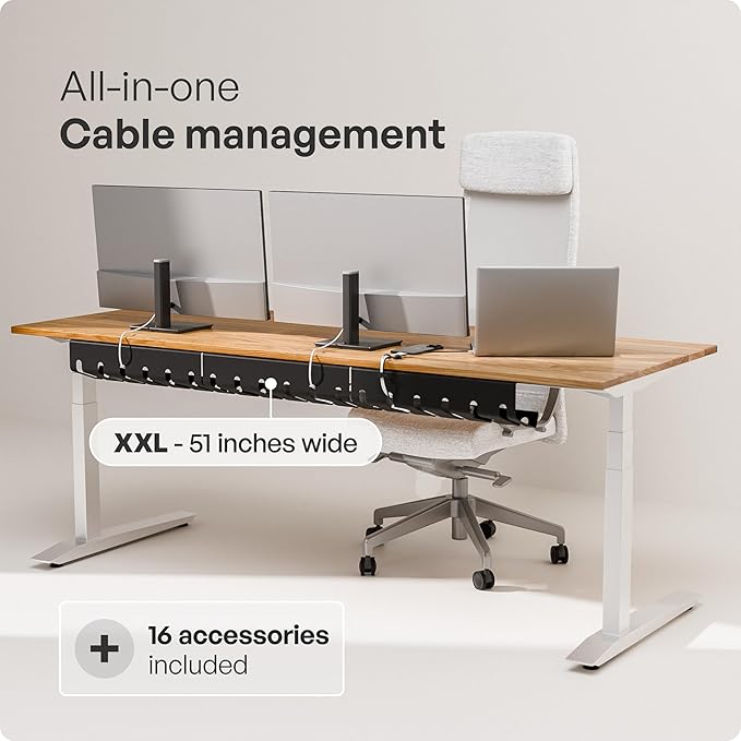 PAMO Cable Management Under Desk for Easy mounting Under-Table I Set of 3 - with 10X Cable Ties I Desk Organizer for Office/Home Office Table Thoughtful Cable Tray Holder