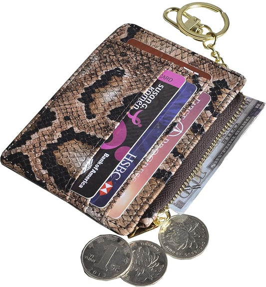 woogwin Slim RFID Credit Card Holder for Women Mini Front Pocket Wallet Purse With Keychain